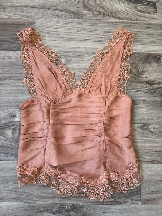 Free People Tops - Free People Elena Lace Satin Tank Top in Peached Copper Size Medium